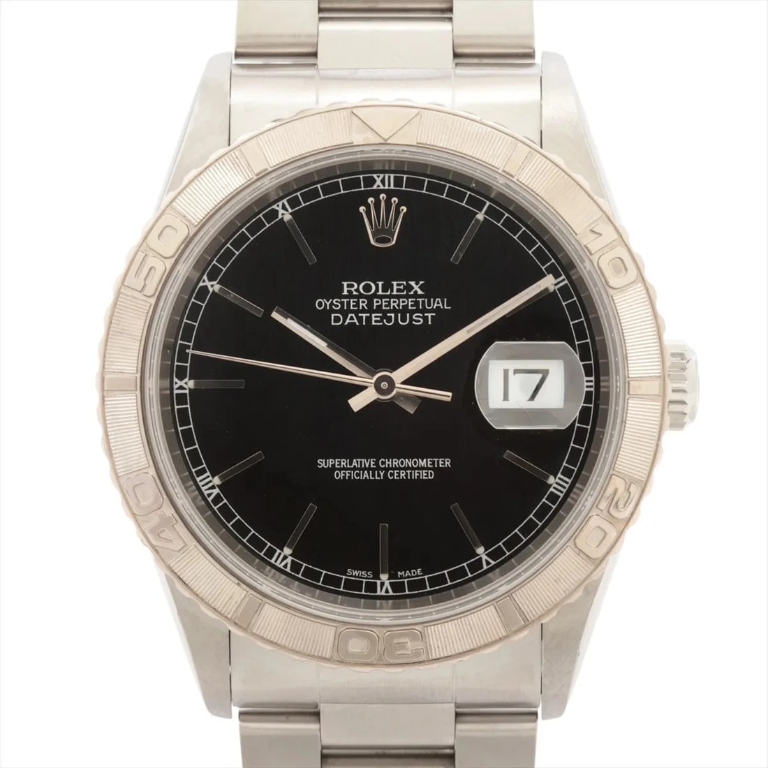 ROLEX DATEJUST SS×WG BLACK: Rolex Datejust SS×WG black Brand: Rolex Type: Wristwatch Material: SS×WG Color: Dial Color black Size: Case:W1.2 x H1.2inch / W36 x H36 Circumference of Wrist:7.5inch / 19 Accessories: None