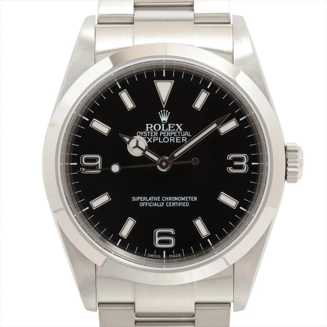 ROLEX EXPLORER SS BLACK: Rolex Explorer SS blacK Brand: Rolex Type: Wristwatch Material: SS Color: Dial Color black Size: Case:W1.2 x H1.2inch / W36 x H36 Circumference of Wrist:6.7inch / 17 Accessories: None Acce
