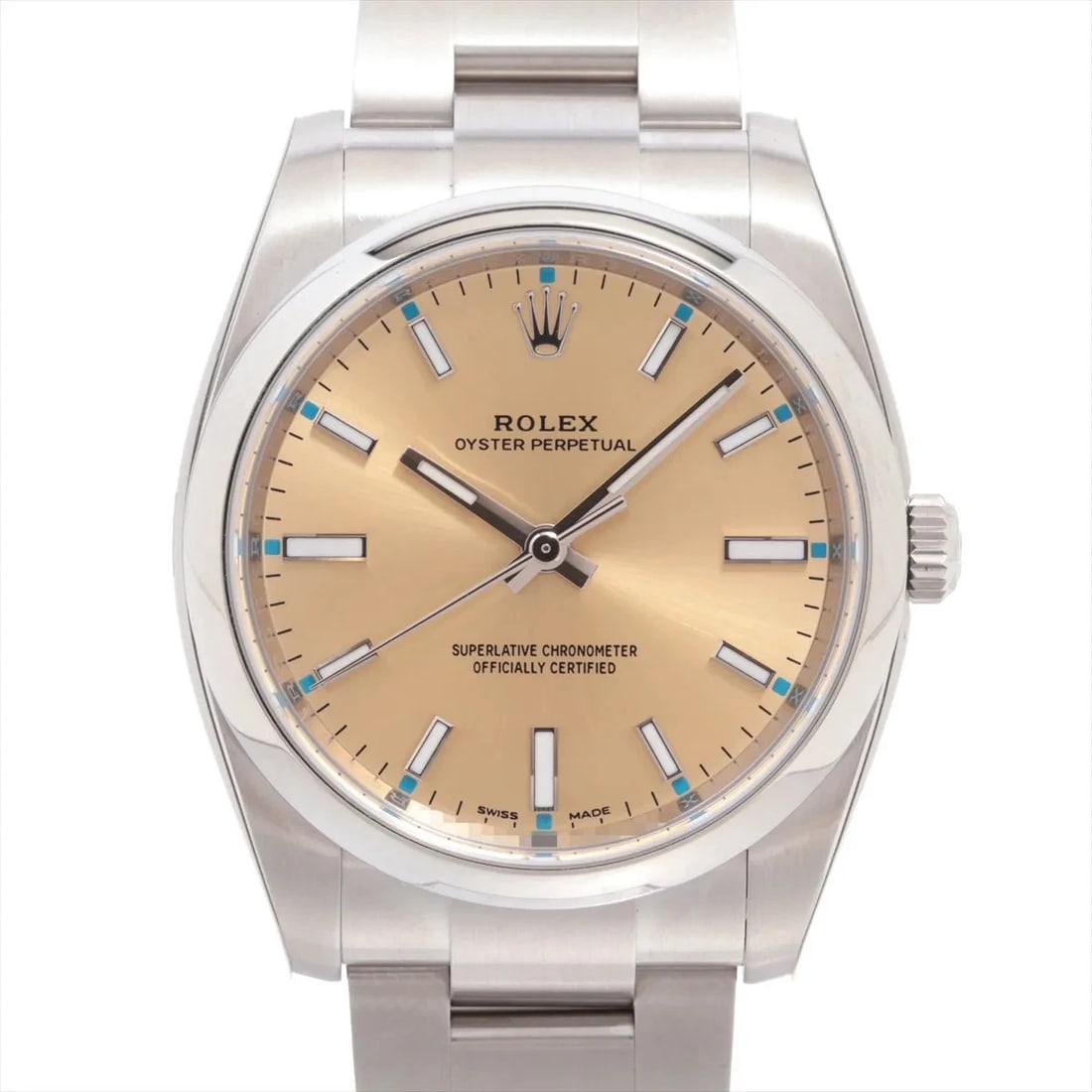 ROLEX OYSTER PERPETUAL SS WHITE GRAPE: Rolex Oyster Perpetual SS White grape Brand: Rolex Type: Wristwatch Material: SS Color: Dial Color white grape Size: Case:W1.2 x H1.2inch / W34 x H34Circumference of Wrist:6.9inch / 17.5 