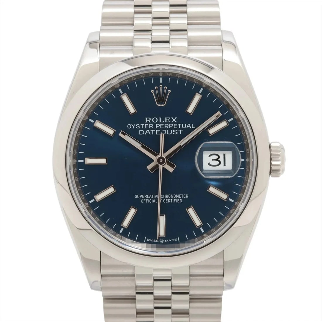 ROLEX DATEJUST SS BRIGHT BLUE: Rolex DATEJUST SS bright blue Brand: Rolex Type: Wristwatch Material: SS Color: Dial Color bright blue Size: Case:W1.2 x H1.2inch / W36 x H36 Circumference of Wrist:6.9inch / 17.5 Accessories: No