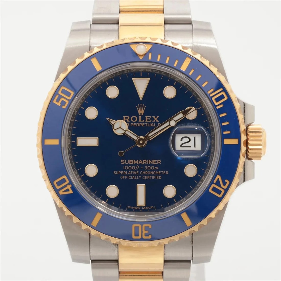ROLEX SUBMARINER SS×YG BLUE: Rolex SUBMARINER SS×YG blue Brand: Rolex Type: Wristwatch Material: SS×YG Color: Dial Color Blue Size: Case:W1.6 x H1.6inch / W40 x H40 Circumference of Wrist:6.5inch / 16.5 Accessories: None