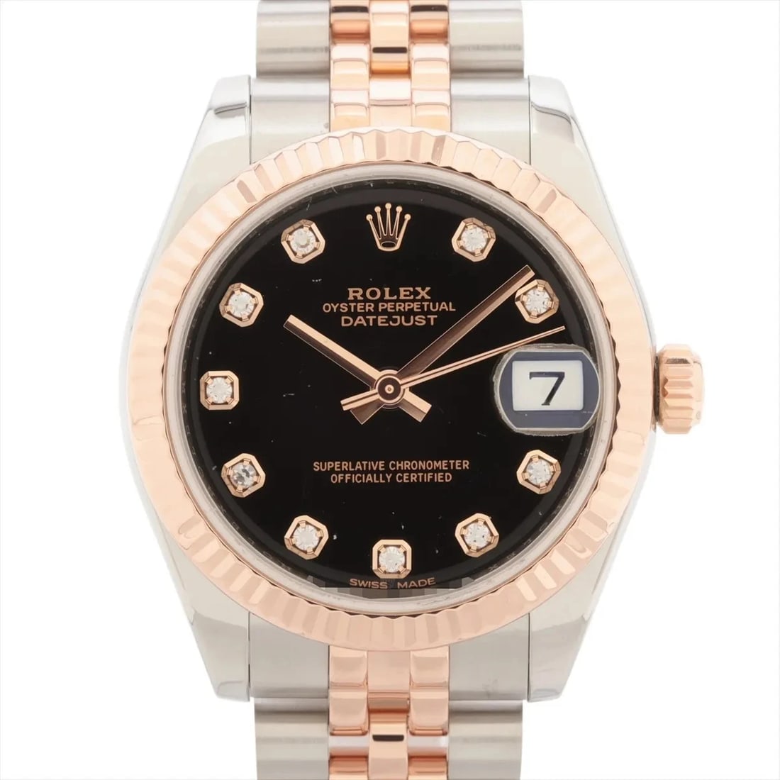 ROLEX DATEJUST PG×SS BLACK: Rolex Datejust PG×SS black Brand: Rolex Type: Wristwatch Material: SS×PG Color: Dial Color Black Size: Case:W1.2 x H1.2inch / W31 x H31 Circumference of Wrist:6.7inch / 17 Accessories: None