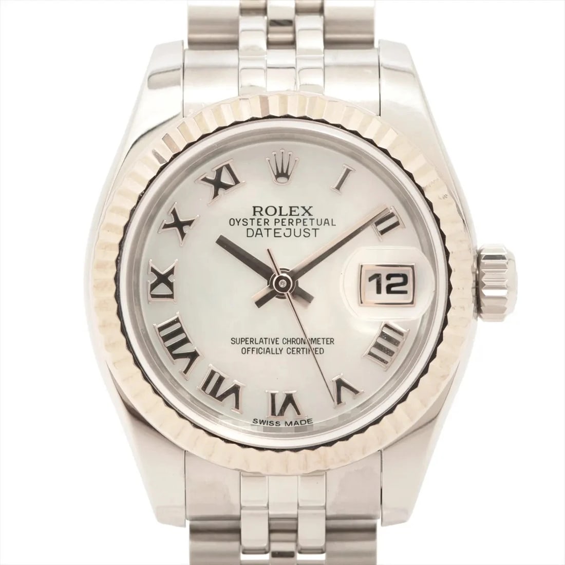 ROLEX DATEJUST SS×WG WHITE SHELL: Rolex Datejust SS×WG white shell Brand: Rolex Type: Wristwatch Material: SS×WG Color: Dial Color white shell Size: Case:W0.8 x H0.8inch / W26 x H26 Circumference of Wrist:6.5inch / 16.5 Accesso