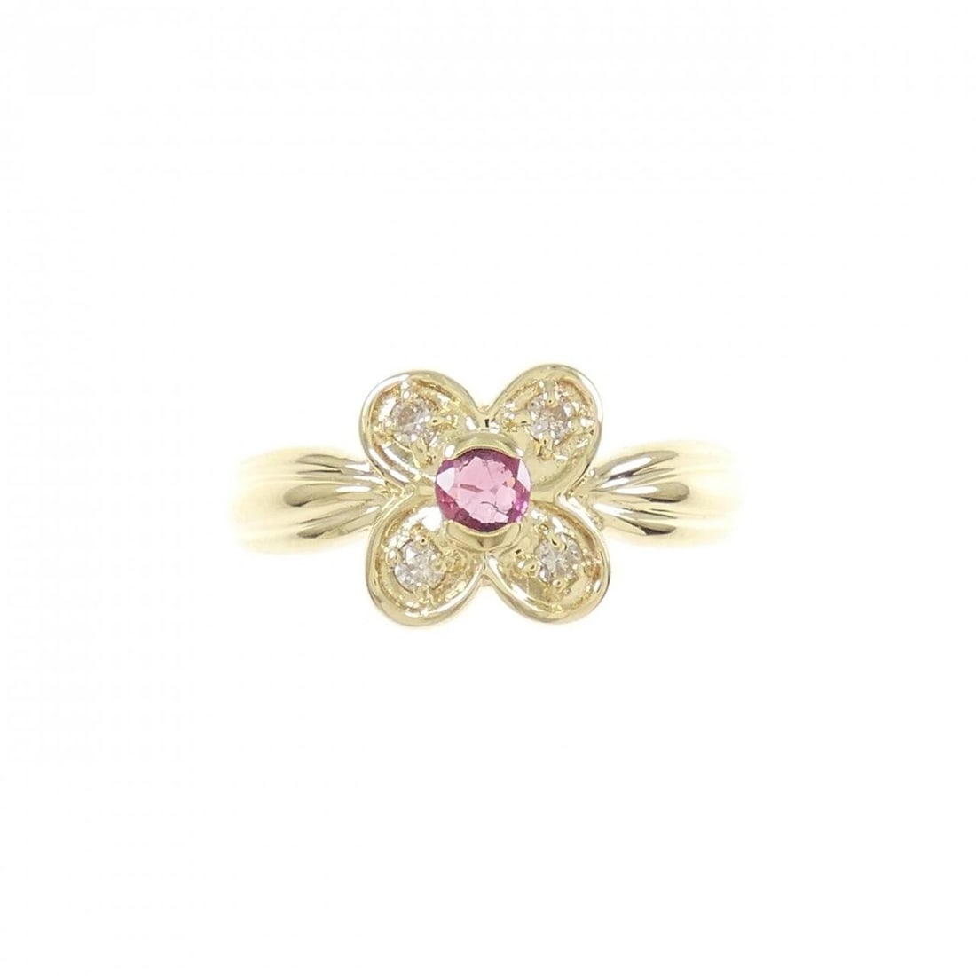 K18YG FLOWER RUBY RING - 2