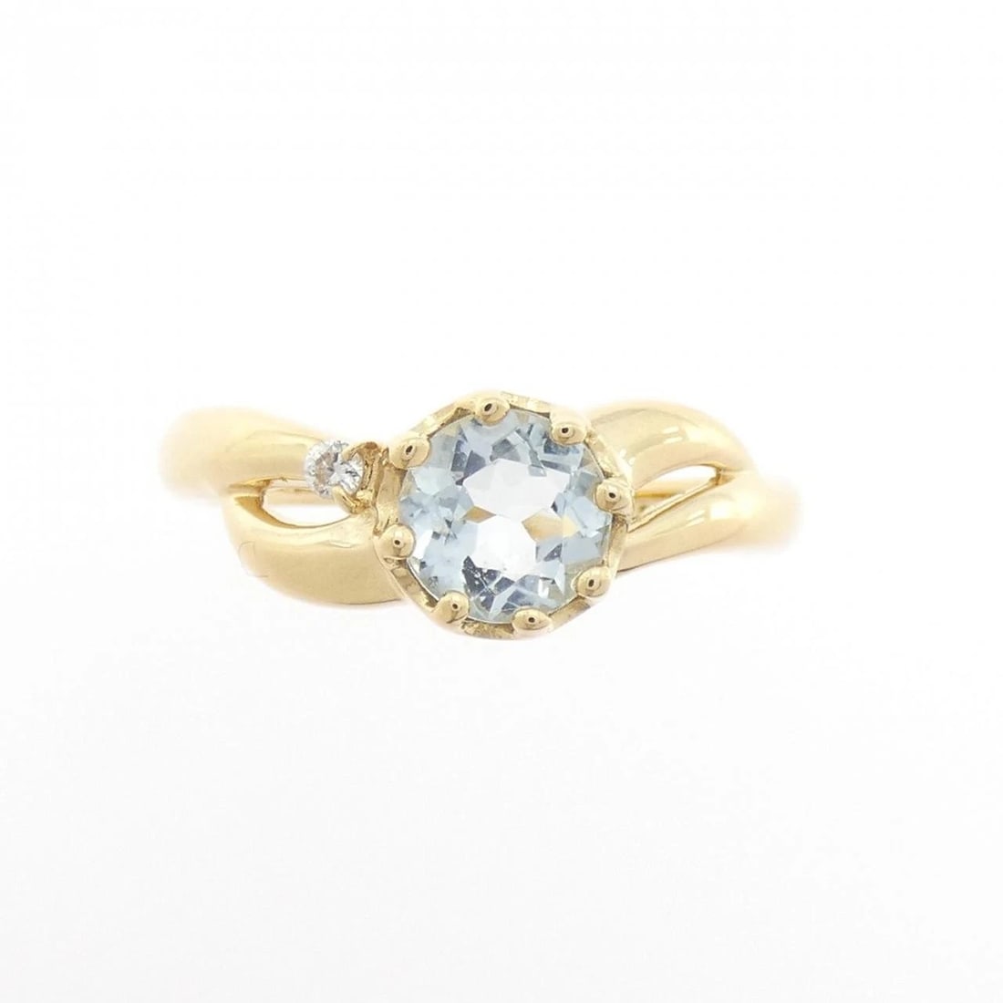 K18YG AQUAMARINE RING: K18YG Aquamarine Ring Brand: Unbranded Type: Ring Material: K18 yellow gold, Main Stone/Creation AquamarineSecondary stone Natural Color: Yellow Gold Size: US 8.5 Accessories: None