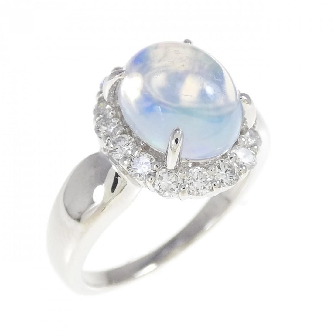 CRESENT VERT SYNTHETIC OPAL RING: Cresent Vert Synthetic Opal Ring Brand: CRESCENT VERT Type: Cresemvert Ring Material: Platinum950, Main Stone/Creation Synthetic OpalSecondary Stone Natural Color: Silver Size: US 6 1/2 