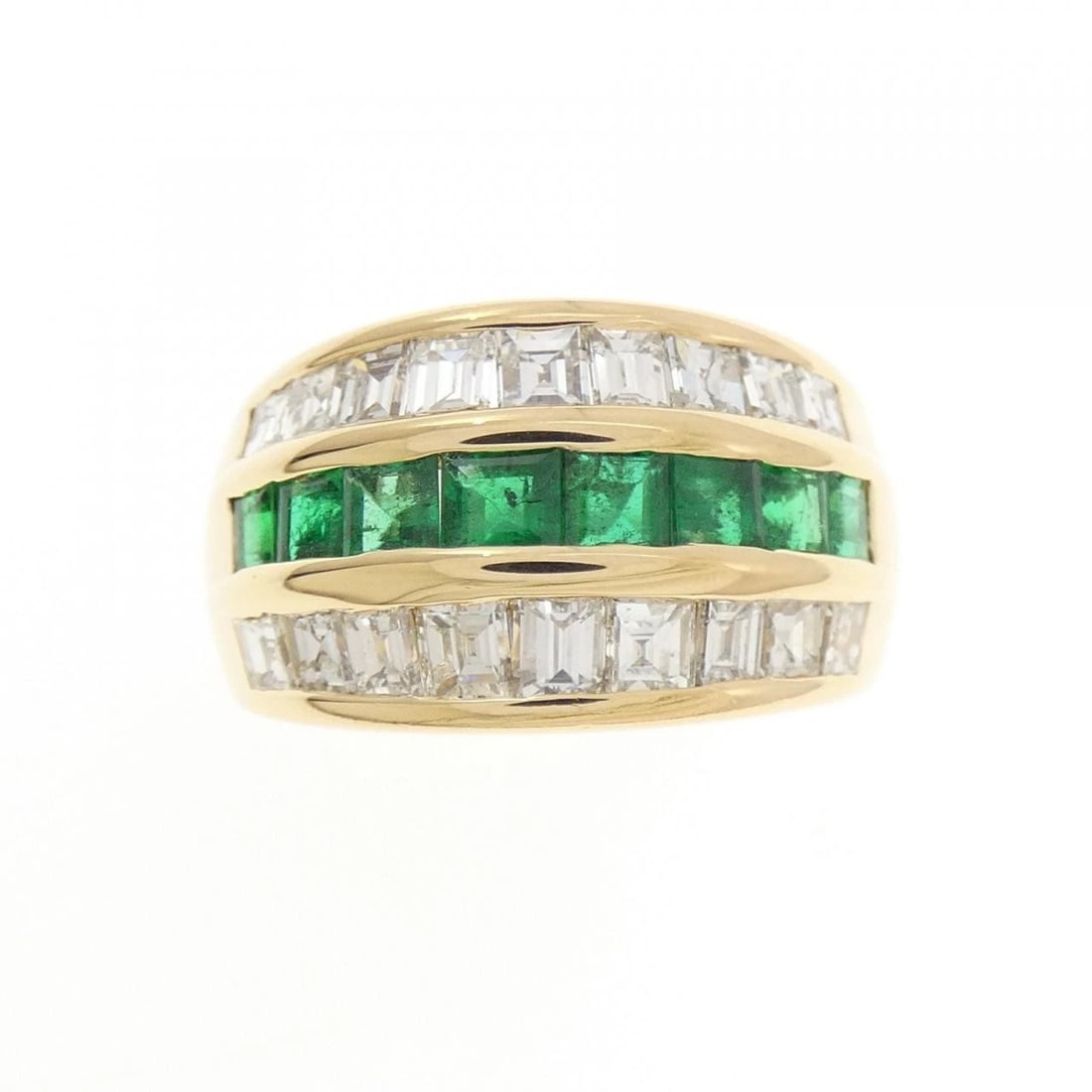 18K YELLOW GOLD EMERALD RING: 18K Yellow Gold Emerald Ring Brand: Unbranded Type: Emerald Ring Material: K18 yellow gold, Main Stone/Creation EmeraldSecondary Stone Natural Color: Yellow Gold Size: US 6 1/2 Accessories: