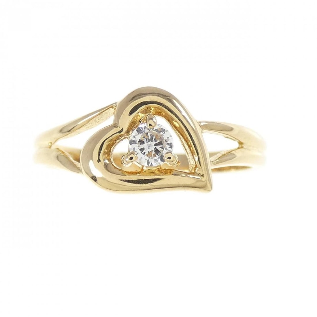 K18YG HEART DIAMOND RING: K18YG Heart Diamond Ring Brand: Unbranded Type: Diamond Ring Material: K18 yellow gold, Main Stone/Creation Natural Color: Yellow Gold Size: US 6 1/4 Accessories: None Accessories Notice: