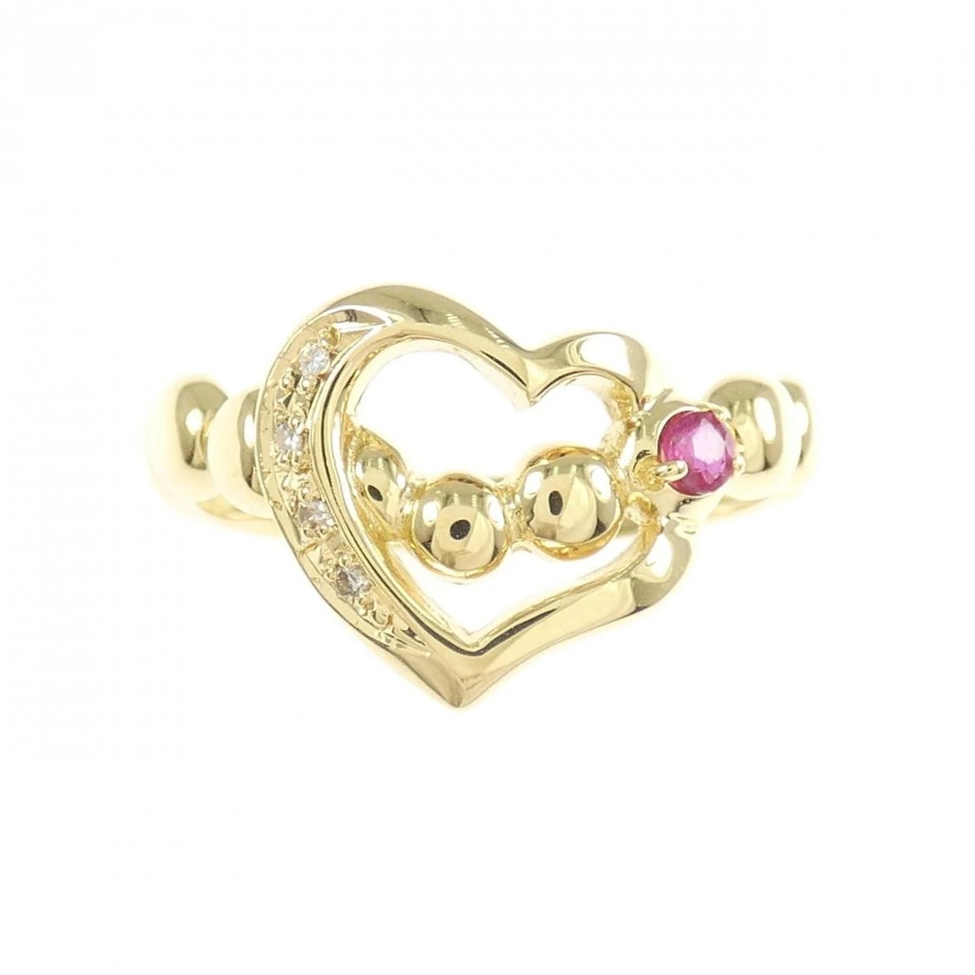 K18YG HEART RUBY RING - 2