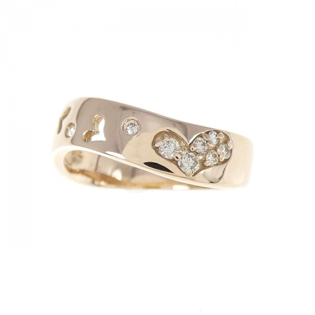 K18PG HEART DIAMOND RING: K18PG Heart Diamond Ring Brand: Unbranded Type: Diamond ring Material: K18 Pink Gold, Main Stone/Creation Natural Color: Pink Gold Size: US 3.25 Accessories: None Accessories Notice: When