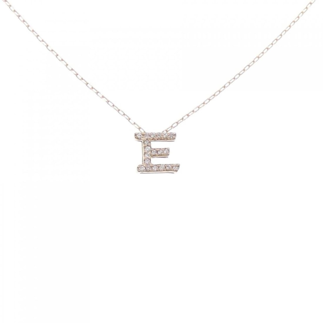 K18PG INITIAL E DIAMOND NECKLACE: K18PG Initial E Diamond Necklace Brand: Unbranded Type: Diamond Necklace Material: K18 Pink Gold, Main Stone/Creation natural Color: pink gold Size: 45cmActual Size Pendant length approx. x