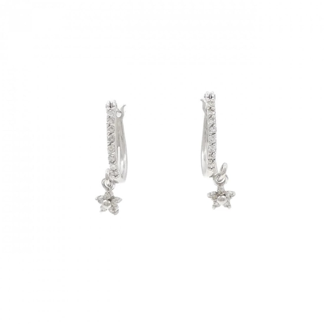 K18WG STAR DIAMOND PIERCE: K18WG Star Diamond Pierce Brand: Unbranded Type: Diamond Pierce/Earring Material: K18 white gold, Main Stone/Creation Natural Color: White Gold Size: Actual Size Approx. height x width: 17.1mm x 4