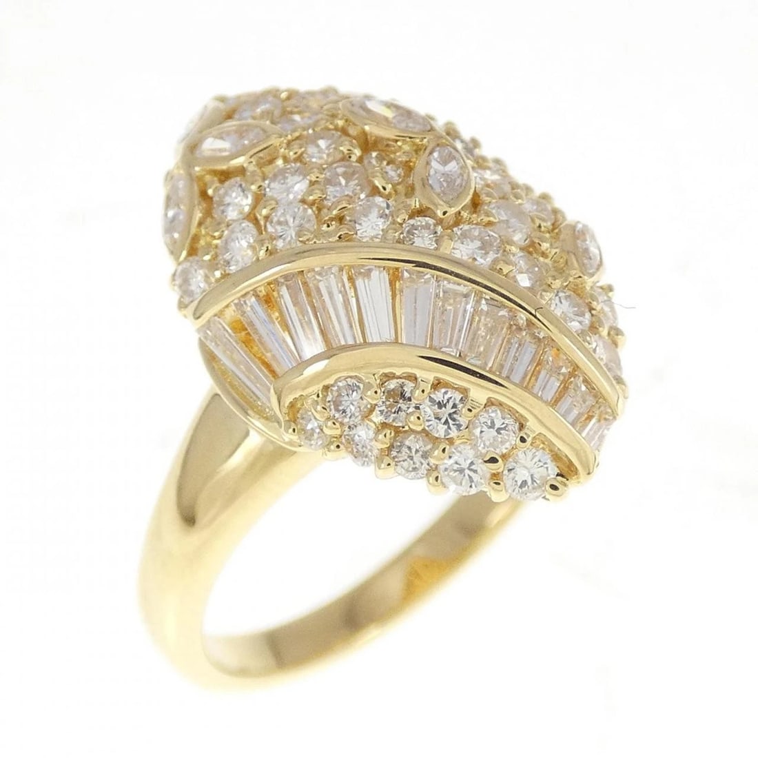 K18YG DIAMOND RING: K18YG Diamond Ring Brand: Unbranded Type: Diamond Ring Material: K18 yellow gold, Main Stone/Creation Natural Color: yellow gold Size: US 5 3/4 Accessories: None Accessories Notice: When