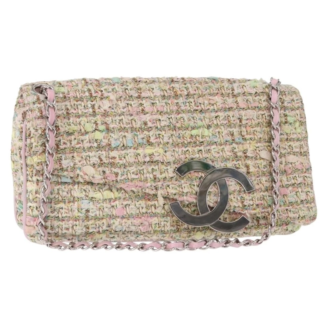 CHANEL CHAIN SHOULDER BAG TWEED MULTICOLOR: CHANEL Chain Shoulder Bag Tweed Multicolor Brand: CHANEL Type: Shoulder Bag Material: Canvas Color: Multicolor/Silver Size: W10.6 x H5.5 x D1.2inch(Approx) Shoulder Drop:8.3inch(Approx) Accessori