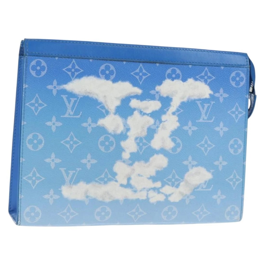 LOUIS VUITTON MONOGRAM CROWS POCHETTE VOYAGE BAG: LOUIS VUITTON Monogram Crows Pochette Voyage Bag Brand: LOUIS VUITTON Type: Clutch Bag Material: PVC Leather Color: Blue/White Size: W10.6 x H7.9 x D2.2inch(Approx) Accessories: None Acces