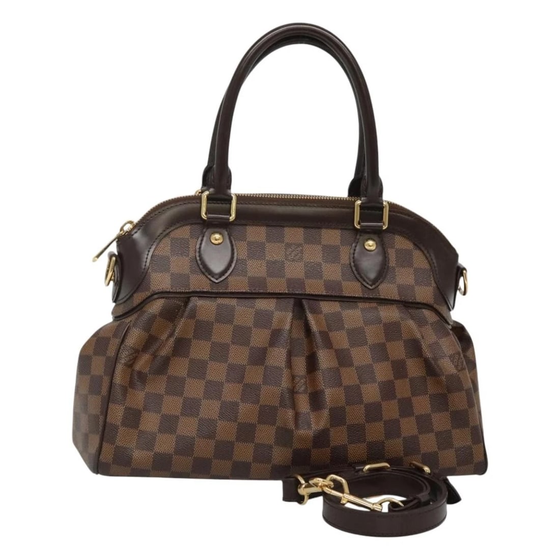 LOUIS VUITTON DAMIER EBENE TREVI PM HAND BAG: LOUIS VUITTON Damier Ebene Trevi PM Hand Bag Brand: LOUIS VUITTON Type: Hand Bag Material: Damier Ebene Canvas Color: Damie Ebene Size: W13.0 x H9.8 x D3.9inch(Approx) Accessories: None Ac