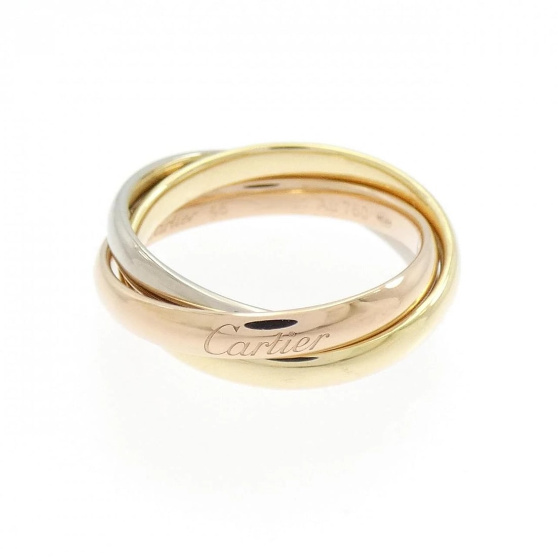 CARTIER TRINITY SMALL RING: Cartier Trinity small ring Brand: CARTIER Type: ring Material: 750 Yellow Gold/750 White Gold/750 Pink Gold, Color: yellow Size: US 3.5 Accessories: None Accessories Notice: When purchasing