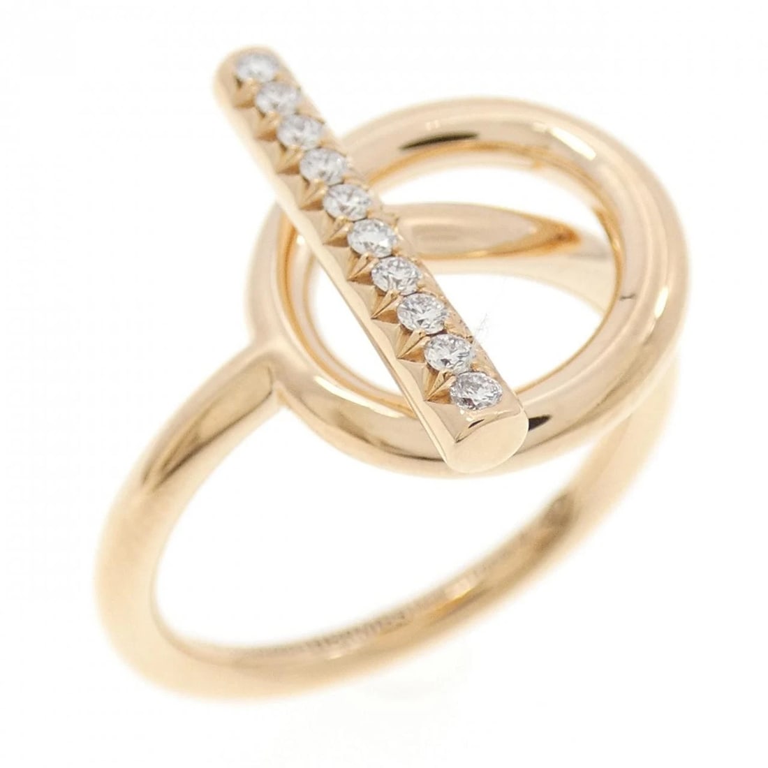 HERMES ECHAPPÉ PM RING: Hermes Echappé PM Ring Brand: HERMES Type: Ring Material: 750 Pink Gold, Main Stone/Creation Natural Color: Pink Gold Size: US 5.5 Accessories: None Accessories Notice: When purchasing pre