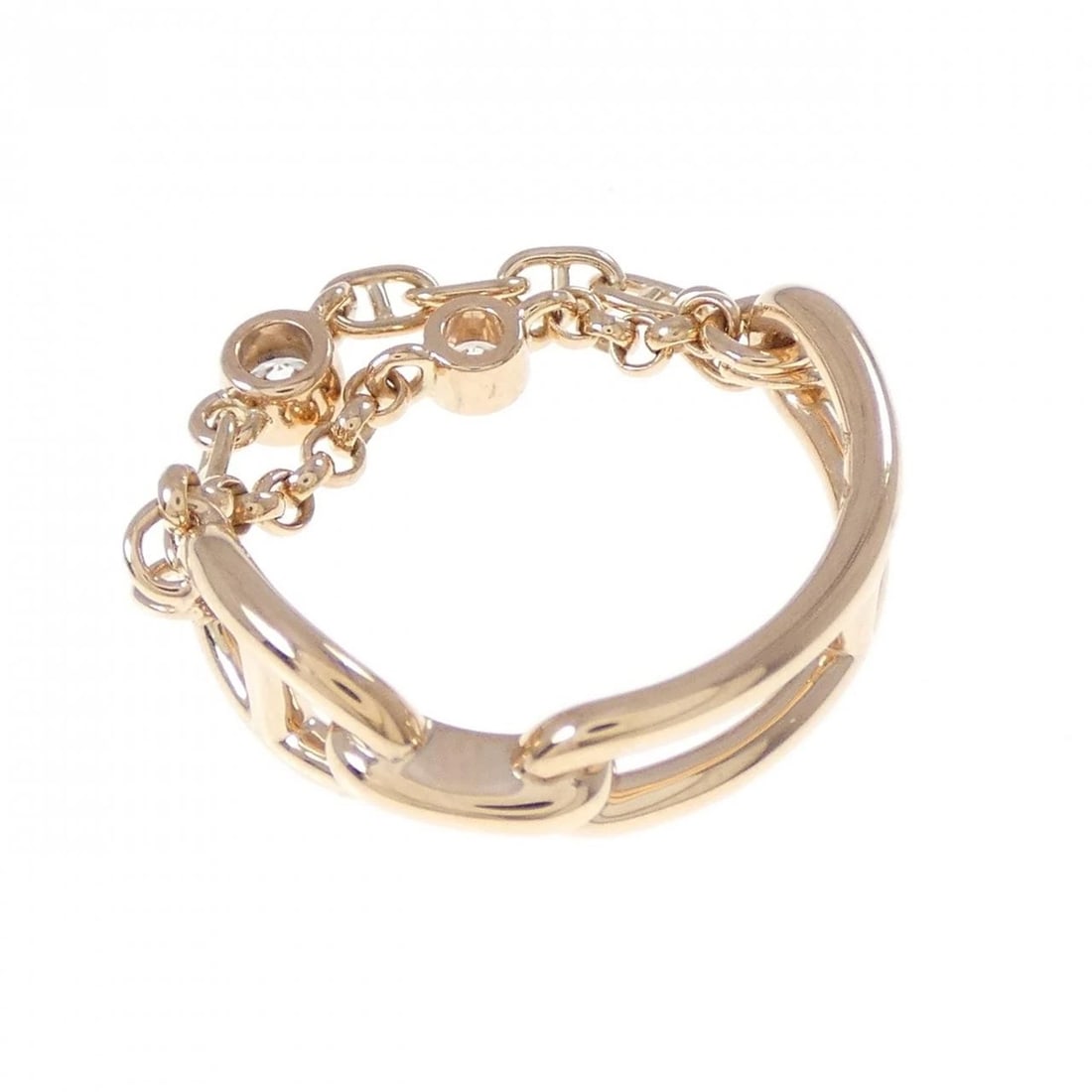 HERMES CHAINE D'ANCRE CHAOS RING: Hermes Chaine d'Ancre Chaos Ring Brand: HERMES Type: Ring Material: 750 Pink Gold, Main Stone/Creation Natural Color: Pink Gold Size: US 6 1/4 Accessories: None Accessories Notice: When pu