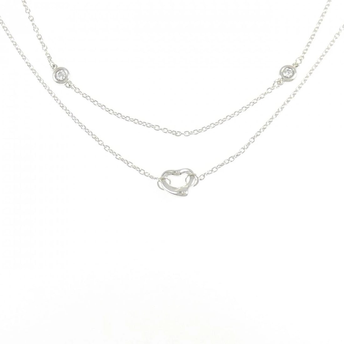 TIFFANY & CO. BY THE YARD OPEN HEART NECKLACE: TIFFANY & Co. By the Yard Open Heart Necklace Brand: TIFFANY&Co. Type: Necklace Material: 925Silver, Main Stone/Creation Natural Color: Silver Size: 99cm Actual Size Motif maximum width approx.: 6