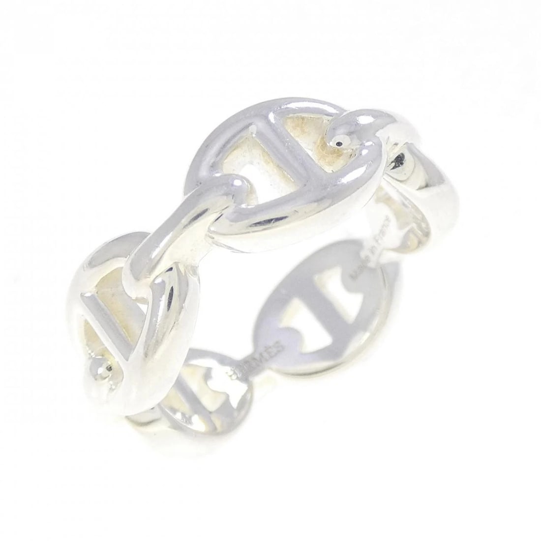 HERMES CHAINE D'ANCRE ENCHAINE RING: Hermes Chaine d'Ancre Enchaine Ring Brand: HERMES Type: Ring Material: 925Silver, Color: Silver Size: US 5 1/4 Accessories: None Accessories Notice: When purchasing pre-owned goods, please