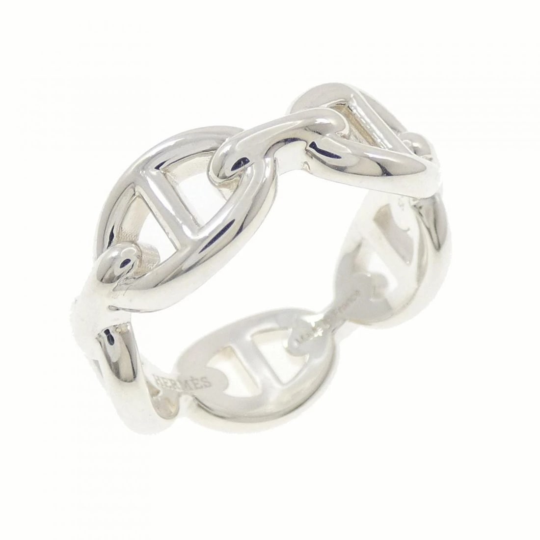 HERMES CHAINE D'ANCRE ENCHAINE RING: Hermes Chaine d'Ancre Enchaine Ring Brand: HERMES Type: Ring Material: 925Silver, Color: Silver Size: US 6 1/4 Accessories: None Accessories Notice: When purchasing pre-owned goods, please