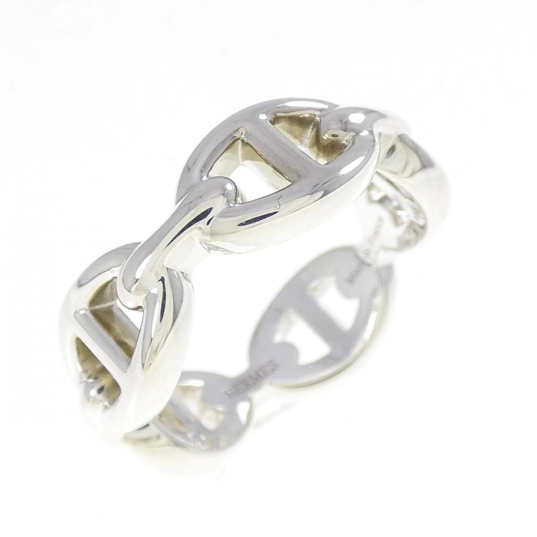 HERMES CHAINE D'ANCRE ENCHAINE RING: Hermes Chaine d'Ancre Enchaine Ring Brand: HERMES Type: Ring Material: 925Silver, Color: Silver Size: US 6 1/2 Accessories: None Accessories Notice: When purchasing pre-owned goods, please