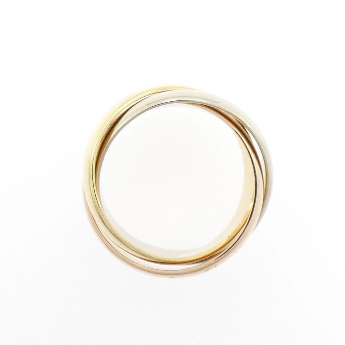 CARTIER TRINITY RING: Cartier Trinity Ring Brand: CARTIER Type: ring Material: 750 Yellow Gold/750 White Gold/750 Pink Gold, Color: Yellow Gold White Gold Pink Gold Size: US 5 Accessories: None Accessories Noti