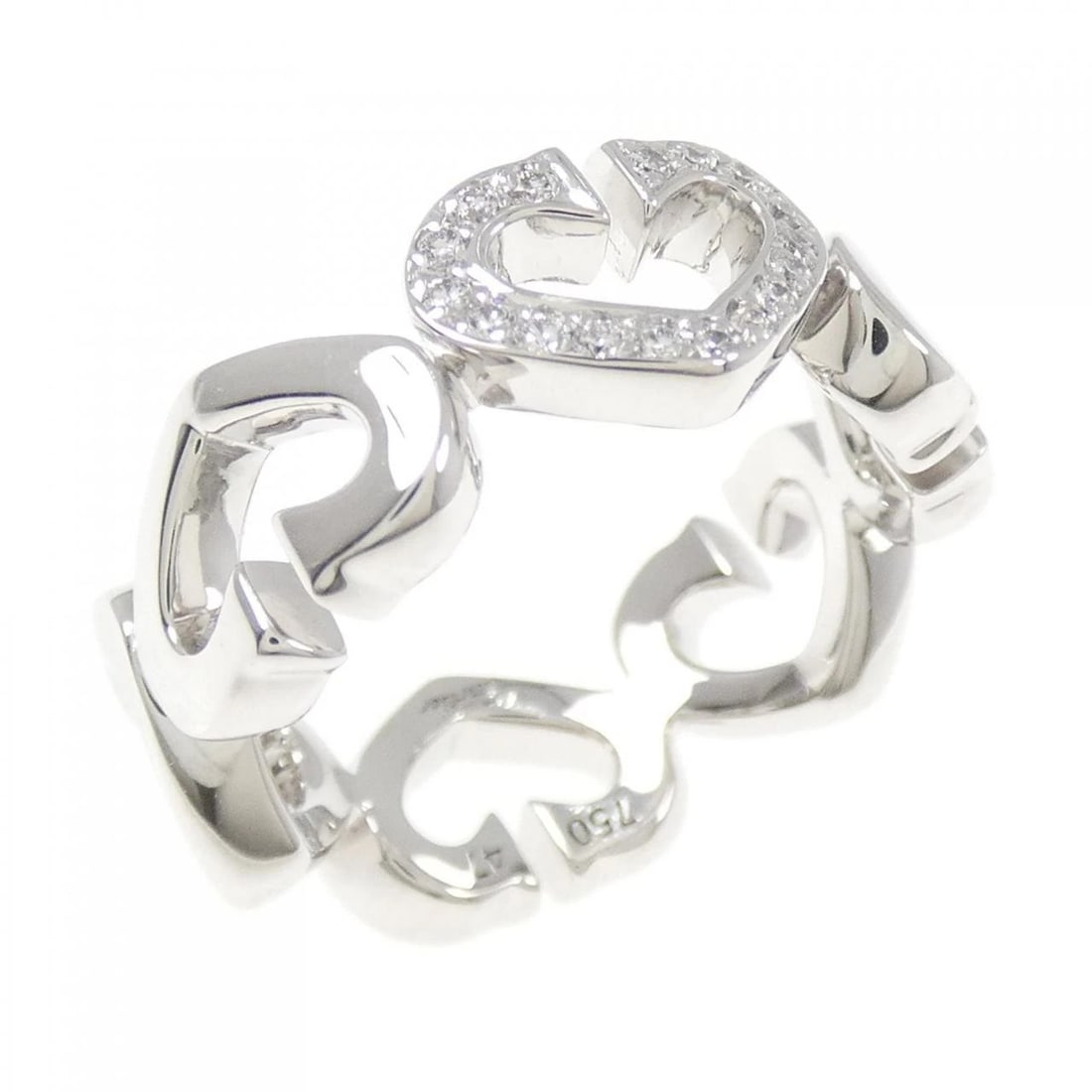 CARTIER C HEART 1P RING: Cartier C Heart 1P Ring Brand: CARTIER Type: Ring Material: 750 white gold, Main Stone/Creation Natural Color: White Gold Size: US 4 Accessories: None Accessories Notice: When purchasing