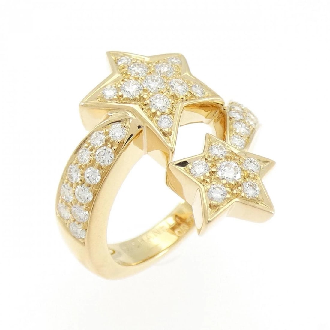 CHANEL TWIN COMET RING: Chanel Twin Comet Ring Brand: CHANEL Type: ring Material: 750 yellow gold, Main Stone/Creation Natural Color: Yellow Gold Size: US 5 3/4 Accessories: None Accessories Notice: When purchasi