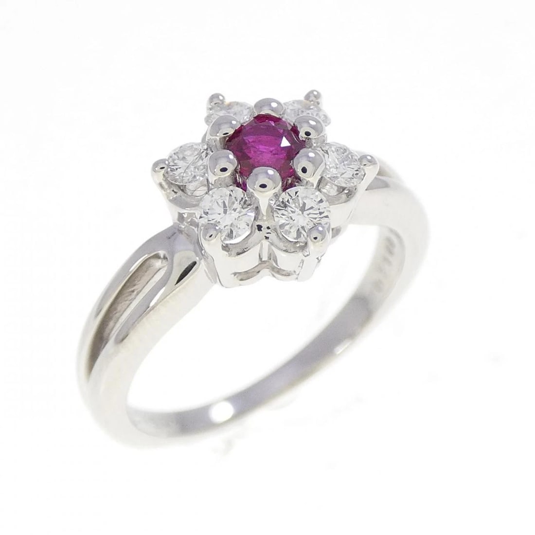 MIKIMOTO RUBY RING: Mikimoto Ruby Ring Brand: MIKIMOTO Type: Ring Material: Platinum950, Main Stone/Creation ruby Color: pt Size: US 3 3/4 Accessories: None Accessories Notice: When purchasing pre-owned goods