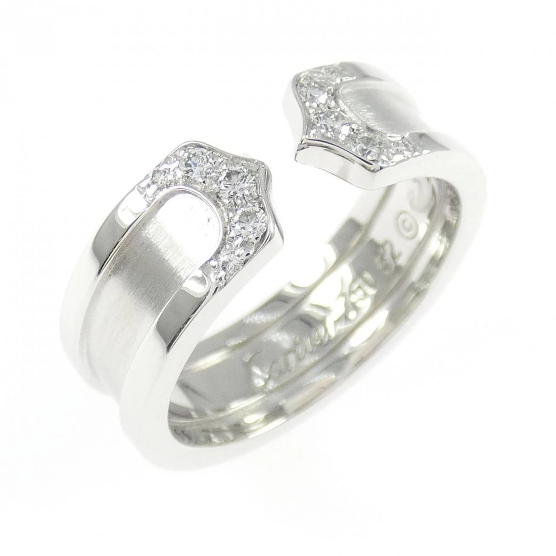 CARTIER C2 SMALL RING: Cartier C2 Small Ring Brand: CARTIER Type: Ring Material: 750 white gold, Main Stone/Creation Natural Color: white Size: US 6 1/4 Accessories: None Accessories Notice: When purchasing pre-