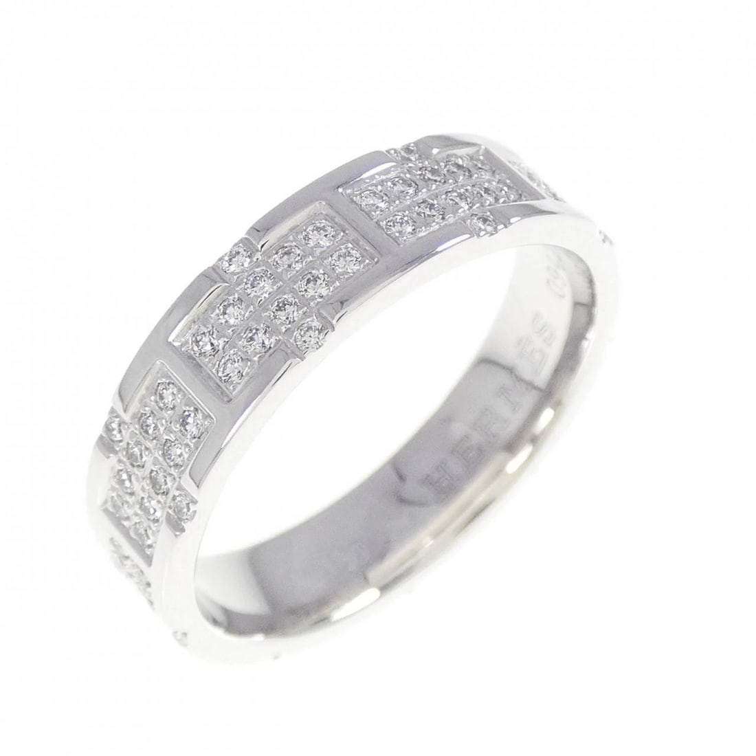 HERMES KILIM RING: Hermes Kilim Ring Brand: HERMES Type: Ring Material: 750 white gold, Main Stone/Creation Natural Color: White Gold Size: US 6 3/4 Accessories: None Accessories Notice: When purchasing pre-