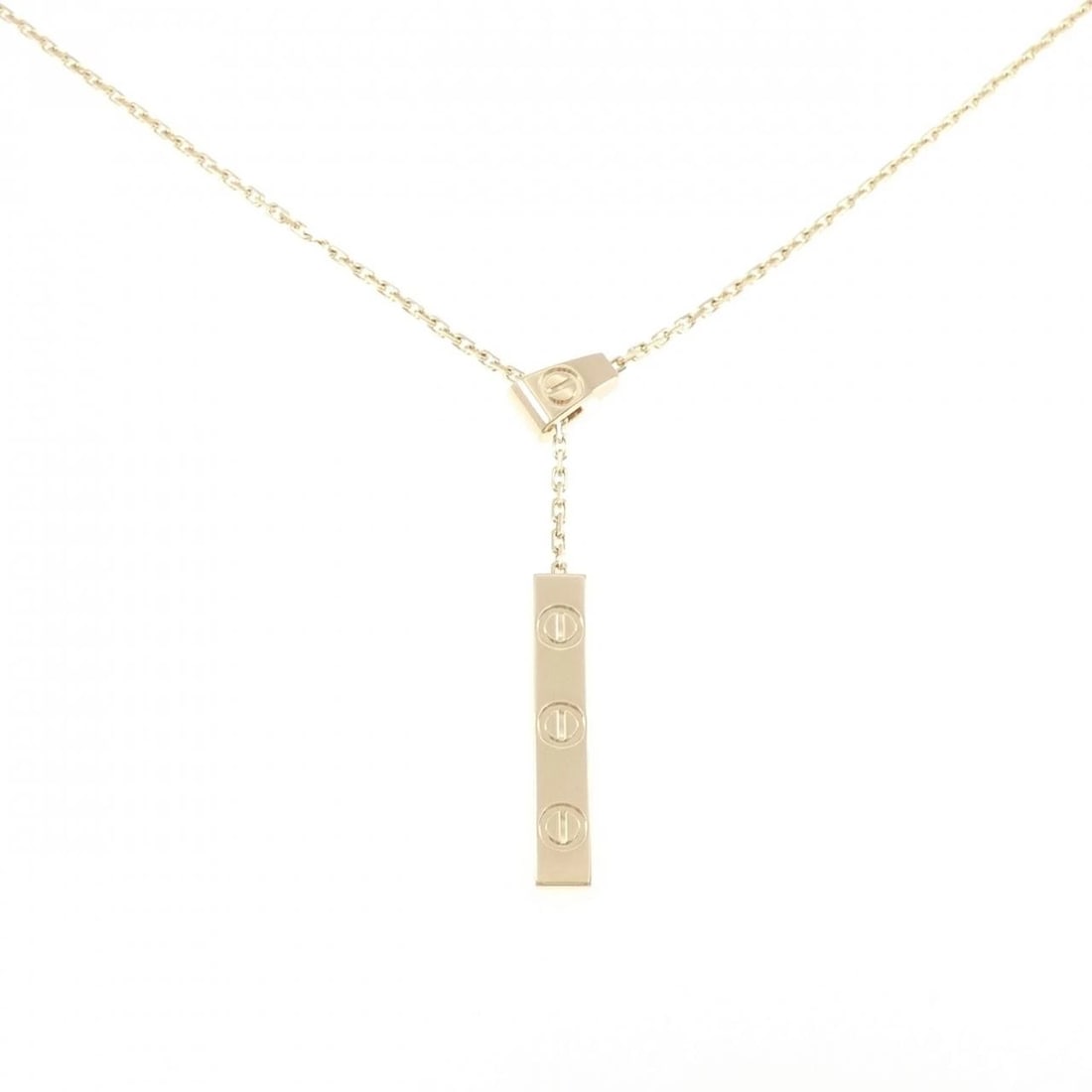 CARTIER LOVE Y-SHAPE NECKLACE: Cartier Love Y-Shape Necklace Brand: CARTIER Type: Necklace Material: 750 yellow gold, Color: Yellow Gold Size: -47cmActual Size Pendant length x width: 28.9mm x 4.9mm Accessories: None