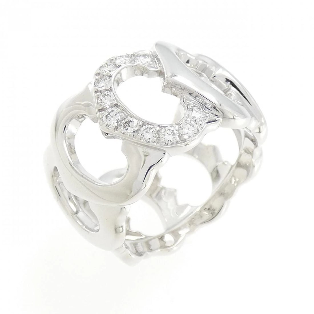CARTIER C DE CARTIER 1P RING: Cartier C de Cartier 1P Ring Brand: CARTIER Type: ring Material: 750 white gold, Main Stone/Creation Natural Color: white Gold Size: US 5 1/4 Accessories: None Accessories Notice: When pur
