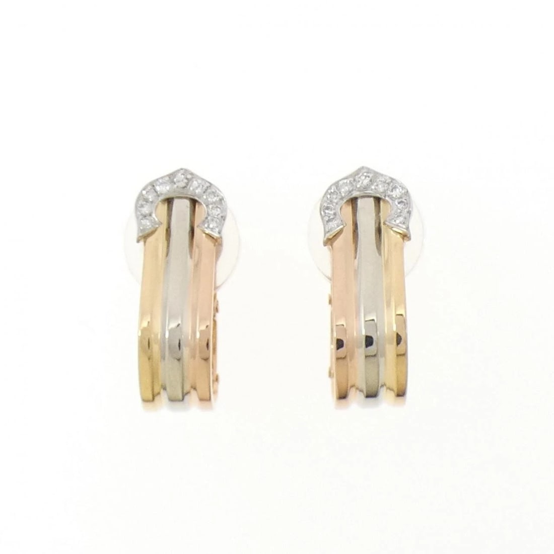 CARTIER 2C EARRINGS: Cartier 2C Earrings Brand: CARTIER Type: Pierce/Earring Material: 750 Yellow Gold/750 White Gold/750 Pink Gold, Main Stone/Creation Natural Color: Yellow Gold White Gold Pink Gold Size: