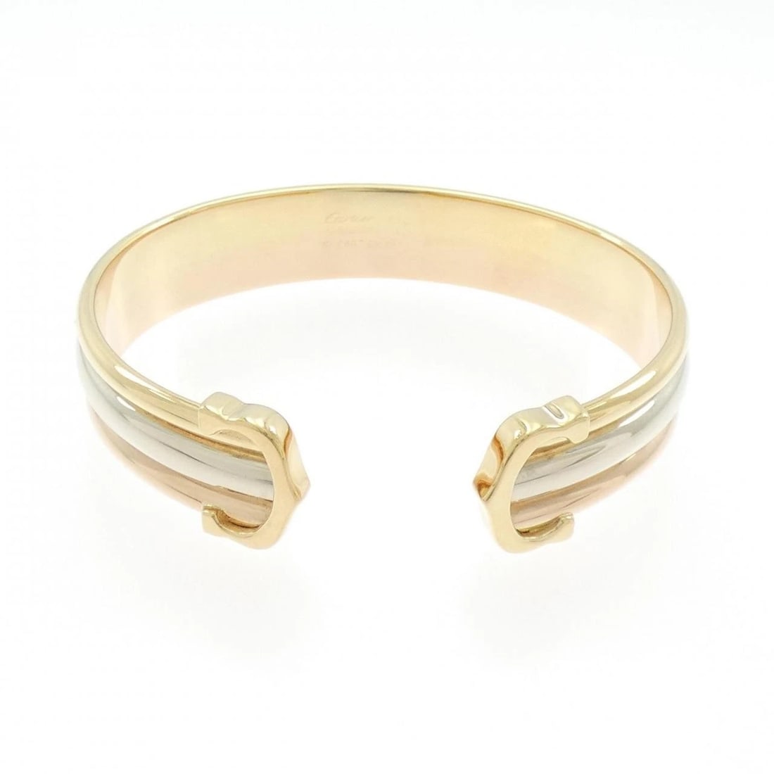 CARTIER 2C BANGLE: Cartier 2C Bangle Brand: CARTIER Type: Bracelets Material: 750 Yellow Gold/750 White Gold/750 Pink Gold, Color: Yellow ,White ,Pink Size: Actual Size Max width approx: 13.8mm Size 15.5cm(16) Acce
