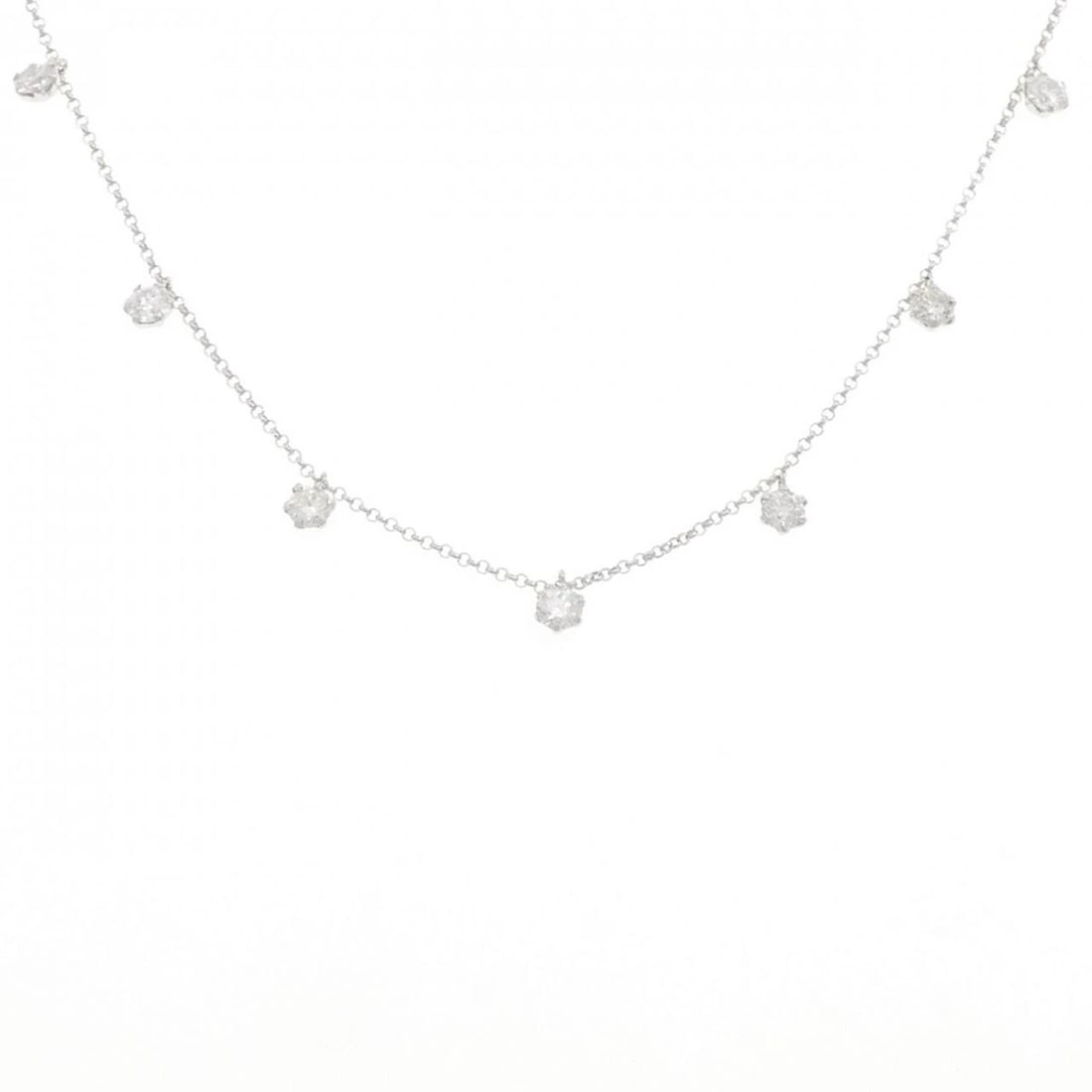 K18WG DIAMOND NECKLACE: K18WG Diamond Necklace Brand: Unbranded Type: Diamond Necklace Material: K18WG, Main Stone/Creation Natural Color: White Gold Size: 46cmActual SizeMax width approx.: 5.5mm Chain maximum width