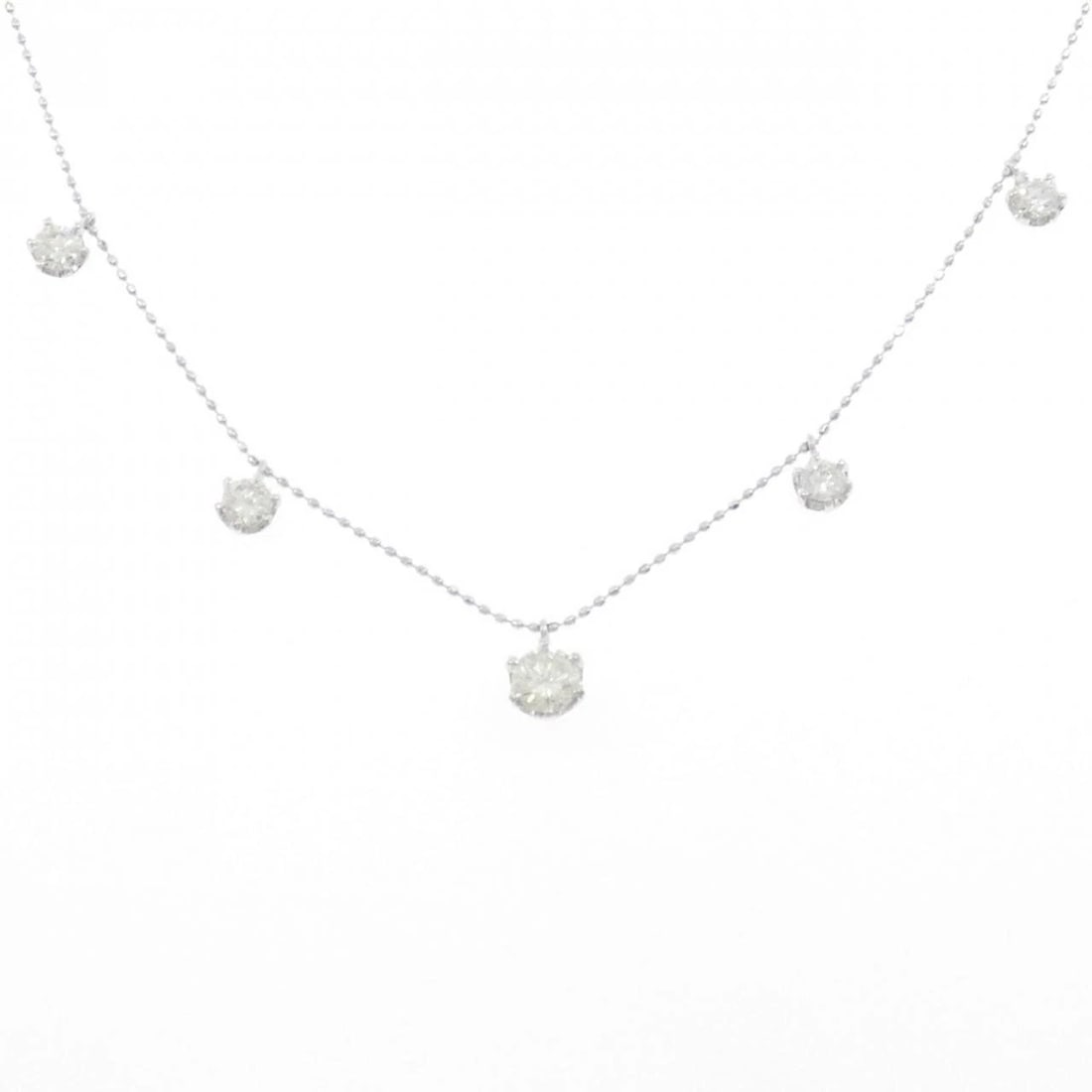 K18WG DIAMOND NECKLACE: K18WG Diamond Necklace Brand: Unbranded Type: Diamond Necklace Material: K18WG, Main Stone/Creation Natural Color: White Gold Size: 43cmActual Size Max width approx.: 7.8mm Accessories: None