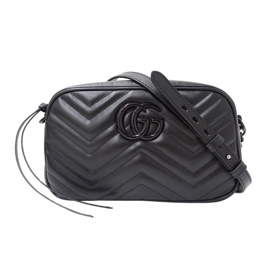 GUCCI GG MARMONT SMALL CAMERA SHOULDER BAG: Gucci GG Marmont Small Camera Shoulder Bag Brand: Gucci Type: Handbag Material: Leather Color: Black Size: W: 24cm / H: 14cm (center) / D: 7cm (bottom) / Shoulder strap: 129-136cm (including hardw