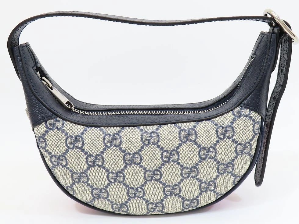 GUCCI SUPREME LEATHER NAVY BEIGE OPHIDIA SMALL SHOULDER BAG: Gucci Supreme Leather Navy Beige Ophidia Small Shoulder Bag Brand: Gucci Type: Handbag Material: GG Supreme / Leather Navy / Beige Color: Navy Beige Size: W 20× H 9.5× G 5.5cm / Strap 24-34cm A