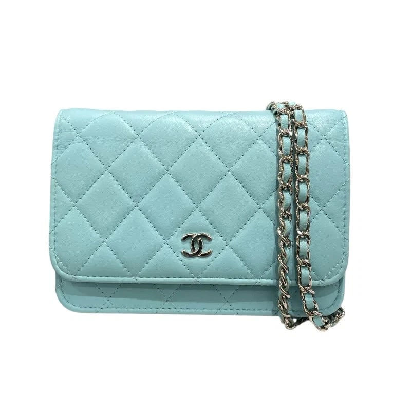 CHANEL MATELASSE CHAIN WALLET LIGHT BLUE SHW LAMBSKIN SHOULDER BAG (1 of 11)
