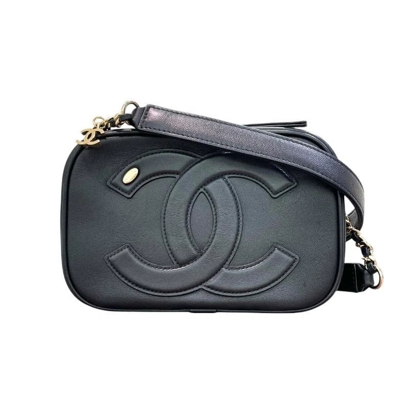 CHANEL LARGE CC CAMERA BAG BLACK×GHW GOLD CALF SHOULDER BAG: CHANEL Large CC Camera Bag Black×GHW Gold Calf Shoulder Bag Brand: CHANEL Type: Handbag Material: Calf Color: Black x / GD Hardware Gold Size: W: 17cm / H: 10cm / D: 5cm / Shoulder: 68-82cm Acce