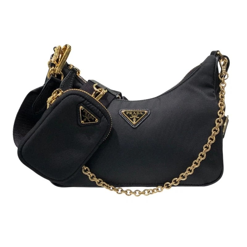 PRADA SHOULDER BAG BLACK NYLON: PRADA Shoulder Bag Black Nylon Brand: PRADA Type: Handbag Material: Nylon Color: black Size: W: 22cm / H: 12cm / D: 6cm / Shoulder: 99cm Accessories: None Accessories Notice: When purchasi