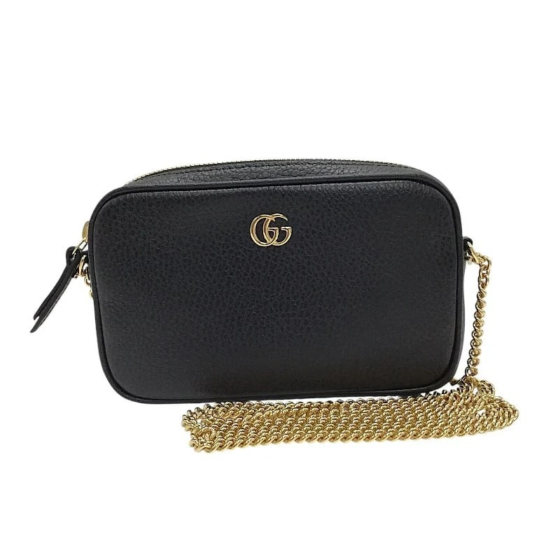 GUCCI GG MARMONT MINI CAMERA BAG BLACK GHW SHOULDER BAG: GUCCI GG Marmont Mini Camera Bag Black GHW Shoulder Bag Brand: GUCCI Type: Handbag Material: Leather Color: Black / GD Hardware Size: W: 17cm / H: 11cm / D: 3cm / Shoulder: 130cm Accessories: Non