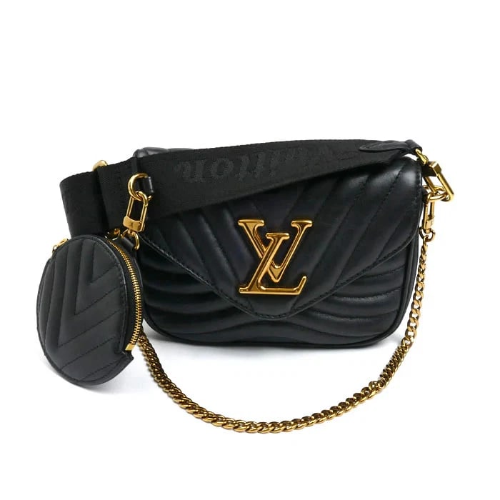 LOUIS VUITTON LV LOGO MULTI POCHETTE NEW WAVE CHAIN SHOULDER BAG: LOUIS VUITTON LV Logo Multi Pochette New Wave Chain Shoulder Bag Brand: LOUIS VUITTON Type: Handbag Material: Leather Color: Black Size: W18cm x H13cm x D5cm Accessories: None Accessories