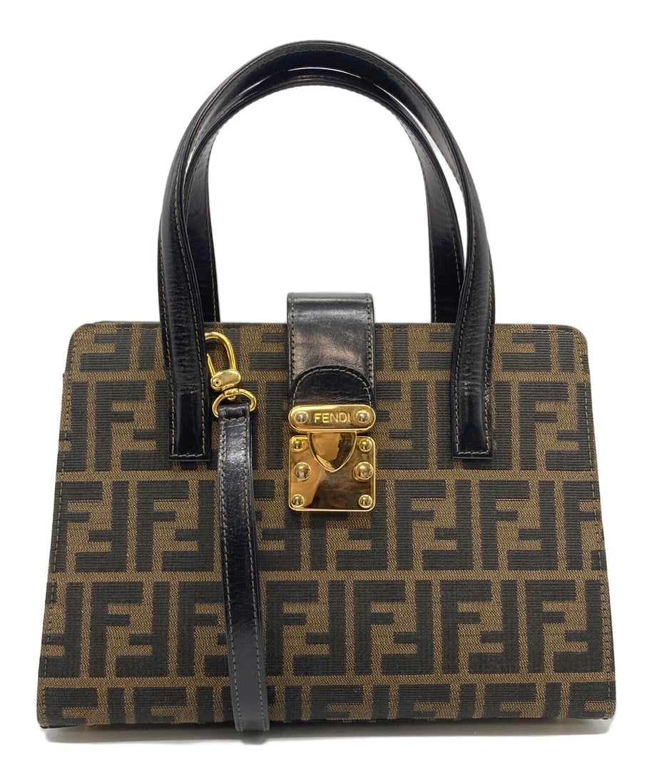 FENDI ZUCCA JACQUARD SHOULDER BAG CEREMONY ALL-OVER PATTERN: FENDI Zucca Jacquard Shoulder Bag Ceremony All-Over Pattern Brand: FENDI Type: Handbag Material: none Color: Brown X Black Size: H:18cm / W:26cm / D:8cm [ Handle size ] 14cm Accessories: None
