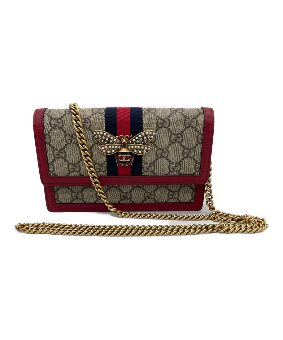 GUCCI QUEEN MARGARET CHAIN SHOULDER BAG: GUCCI Queen Margaret Chain Shoulder Bag Brand: GUCCI Type: Handbag Material: none Color: Beige All-Over Pattern Size: H:12cm / W:20cm / D:3cm Accessories: None Accessories Notice: When pur
