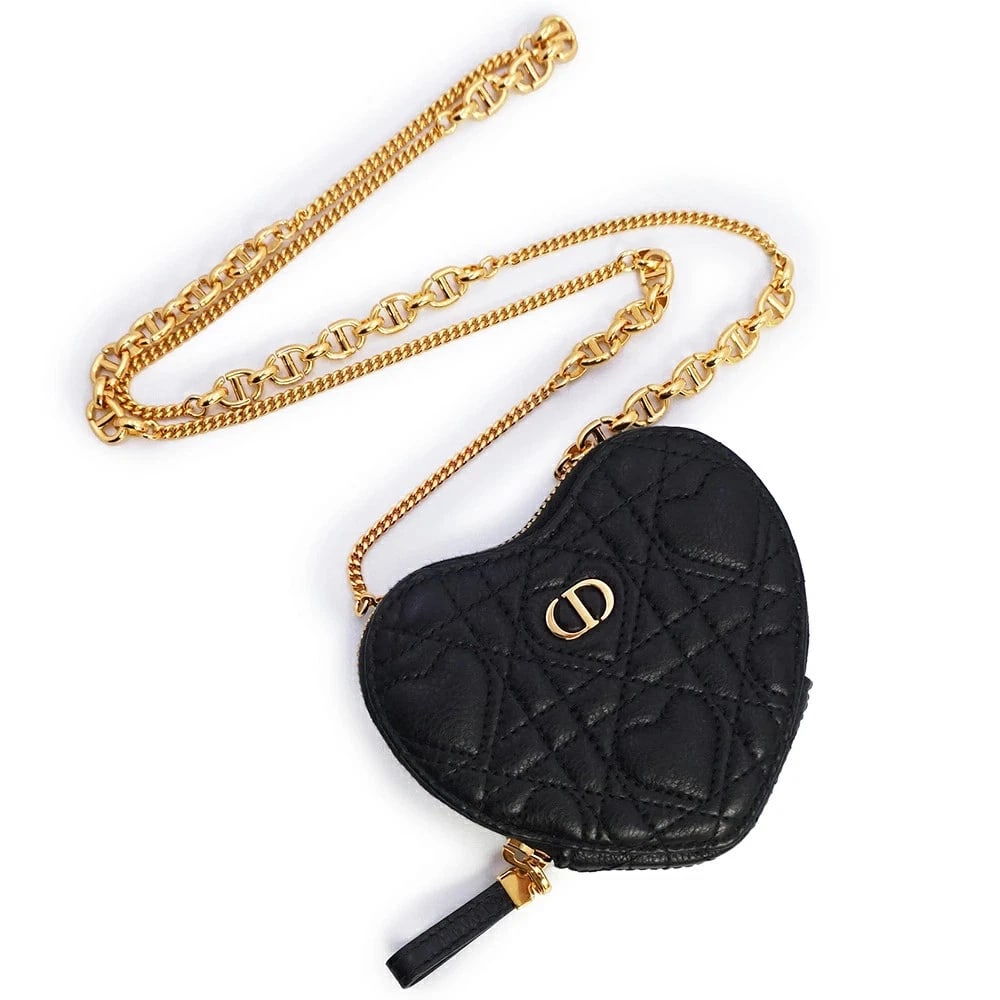 CHRISTIAN DIOR DIORAMOUR AMOUR CARO HEART POUCH BLACK (1 of 6)