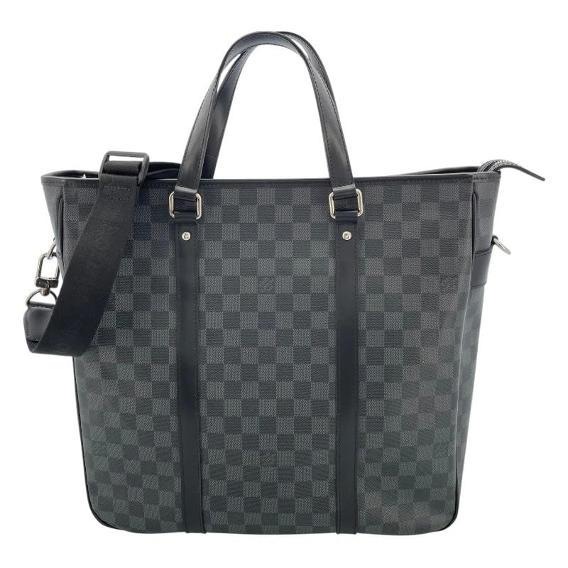 LOUIS VUITTON TADAO BLACK DAMIER GRAPHITE SHOULDER BAG: LOUIS VUITTON Tadao Black Damier Graphite Shoulder Bag Brand: LOUIS VUITTON Type: Handbag Material: Damier Graphite Color: Black x SV Hardware Size: W: 37cm / H: 35cm / D: 11cm / Shoulder: 108-161